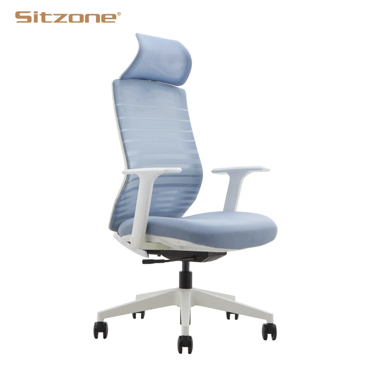Modern CEO Design Adjustable High Back Lumbar Support Orange Mesh Meeting Chair Ergonomic Executive White Swivel Office Chairs