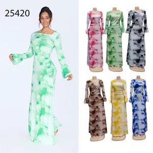 New Wholesale Autumn Fashion Casual Women's Sexy Long Sleeve V-neck Printed Slim Hip Dress