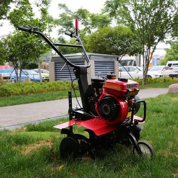 Hand-Push Gasoline Tiller for Agricultural Soil Micro-Tilting Ridge-Making Weeding Soil Loosening Vegetable Gardens Greenhouses