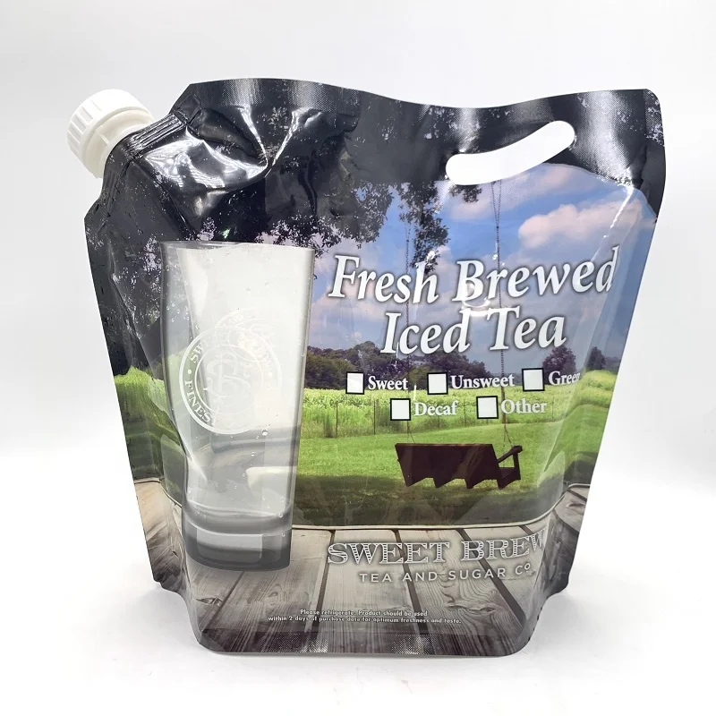 BPA free foldable portable iced tea pouch one gallon liquid spout pouch Beverage pouch