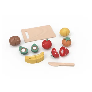 EDULAND Unisex Wooden Kitchen Food Toys Other Pretend Play Set for 3-Year-Old Preschoolers Educational Cutting Fruits Cooker Toy