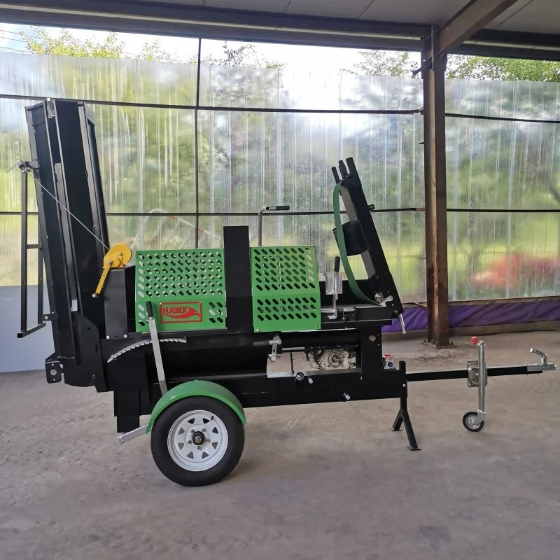 HAWK Machine Log Splitter  Circular Blade Saw Fire Wood   Belt Conveyor Firewood Processor 20ton in China
