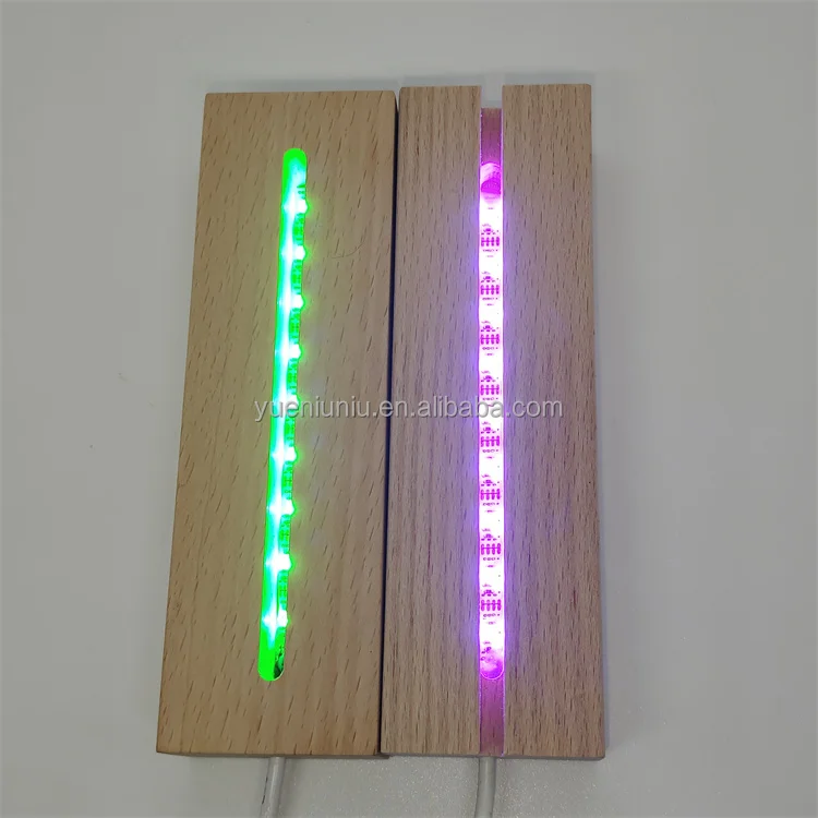 2024 Creative Solid Luminous USB Switch Night Light Base 3D Acrylic Lamp Led Wooden Base Wood Led Light Bases for Decoration