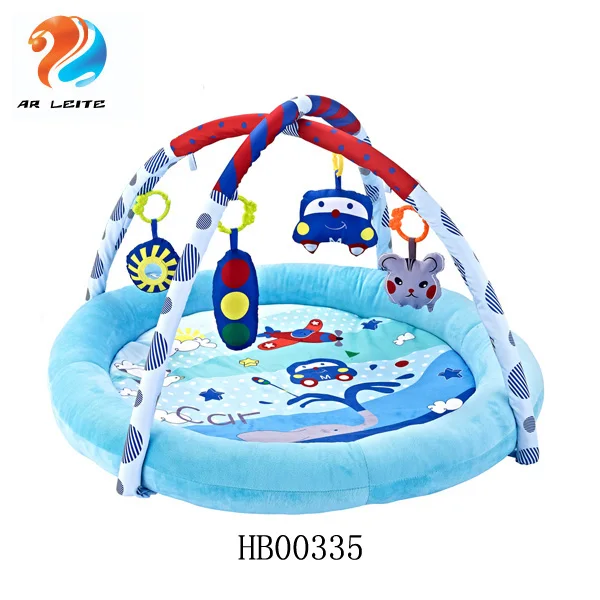 New Design Soft Plush Infant Activity Gym Baby Floor Crawling Blanket Baby Paly Gym Mat with Hanging Toys
