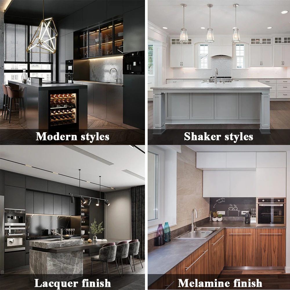L Shape High Class Fancy Melamine Finished Big House Interior Design Kitchen Cabinets Glass Door Cupboard