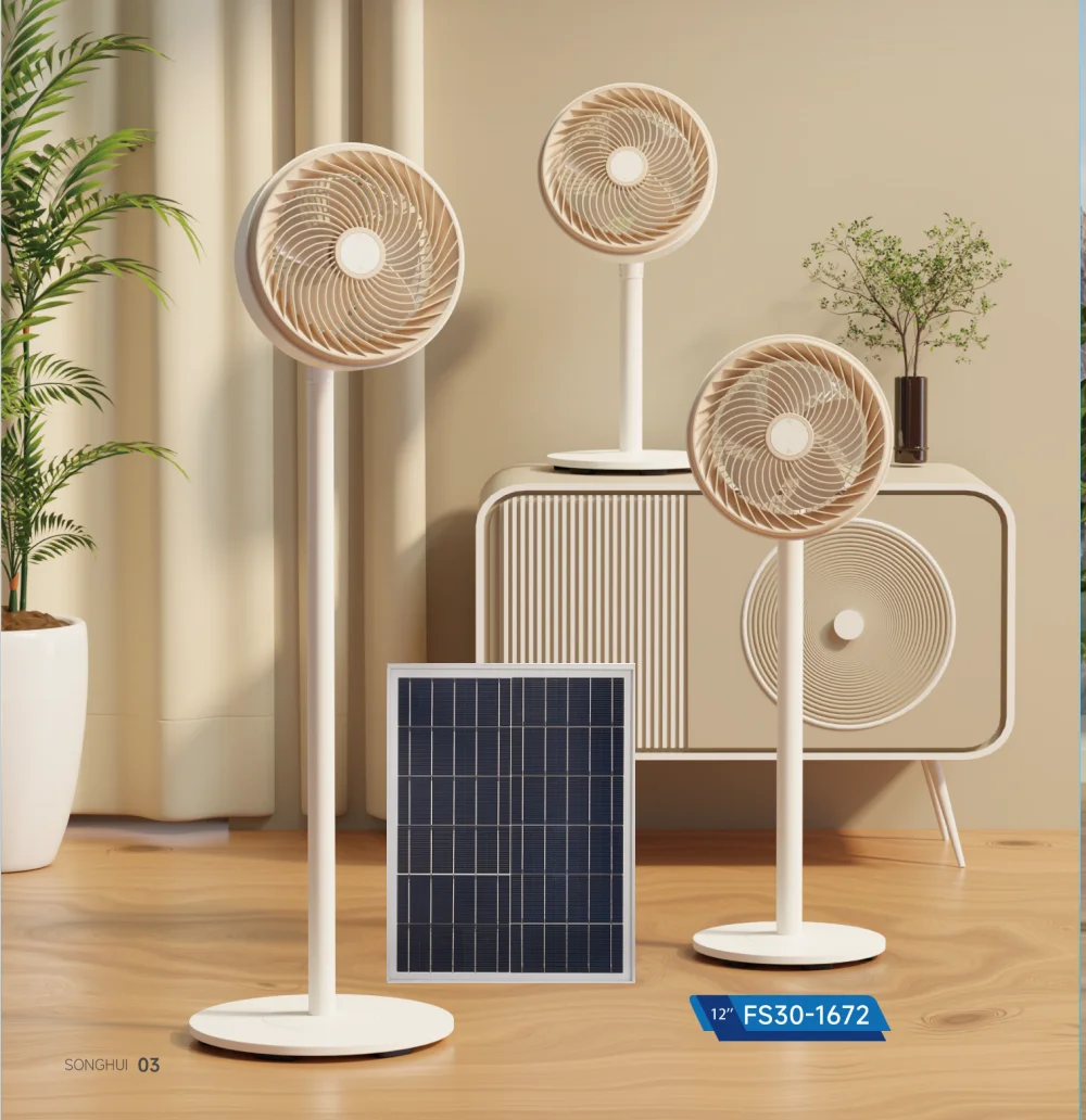 Jetsh Circulation Fan with Solar Panel Stand Fan 12 Inch 10inch Rechargeable Solar Fan Exhaust Ventilation for Sales