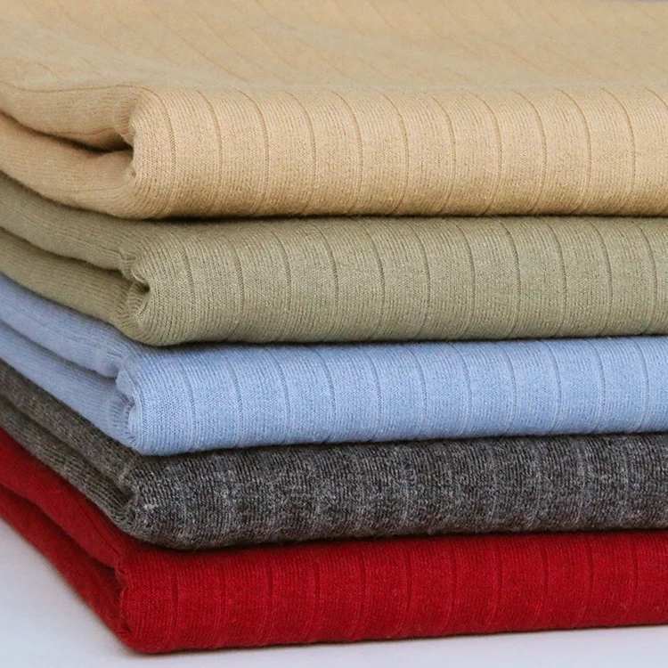 Высокое качество Хорошая эластичность 25% хлопок 68% полиэстер 7% спандекс 10*2 ребра трикотажная ткань для платья