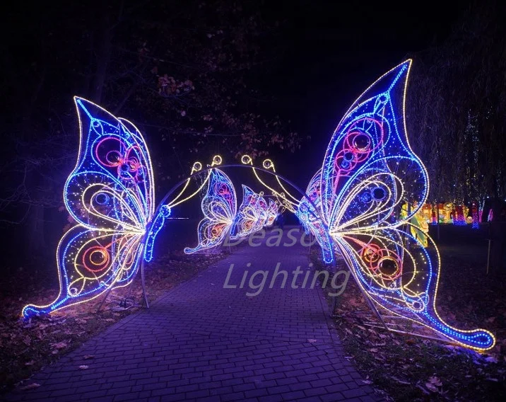 Flying Led Lighted butterfly for Park Garden Decoration