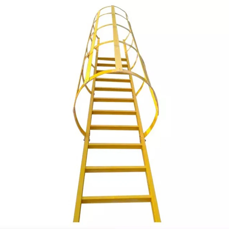 FRP Industrial Walking Ladder With Safety Cage Frp Ladder Frp Cage Ladder for Electric Power Plant