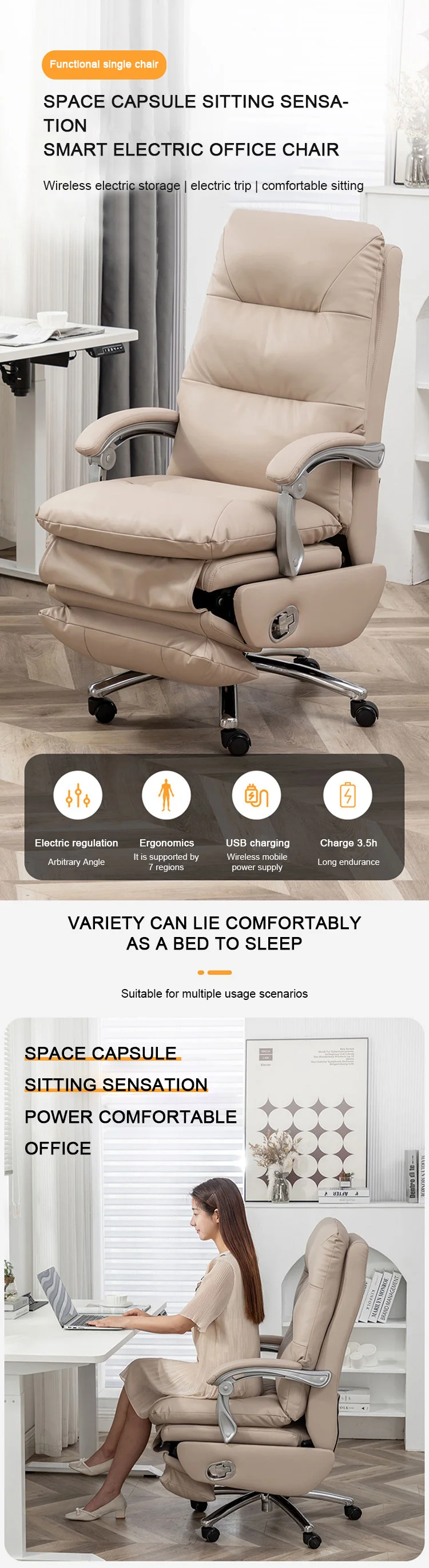 Electric Boss Chair Reclinable Leather Large Class Chair Comfortable