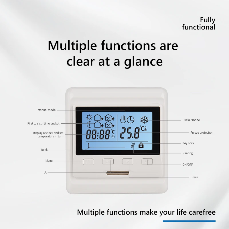 Oshland M63 Weekly Circulation Digital Room Programming Lcd Screen Programmable Heat Thermostat for Floor Heating Control