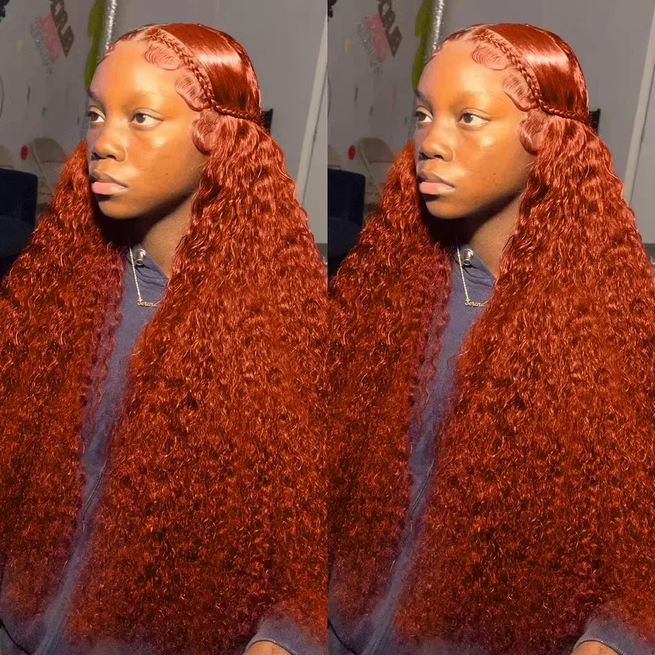 Parrucca lace front capelli umani deep wave arancione zenzero_voghion.com