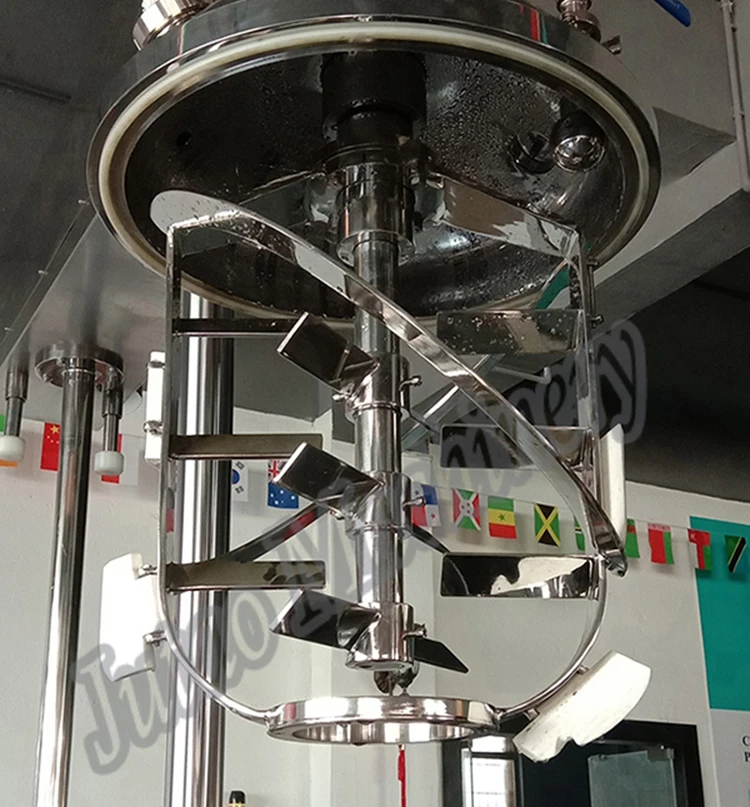 
 Линия по производству косметики на 300 литров, гидравлический подъемный вакуумный эмульгирующий миксер, мазь, Миксер для крема  