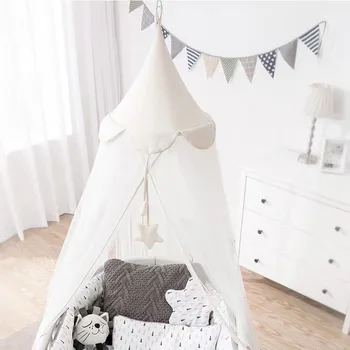 Kids Bed Canopy Yarn Play Tent Round Lace Dome Netting Mosquito Net for Baby Boys and Girls