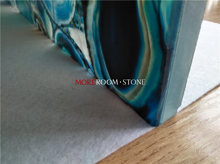 Composite Glass Backlit Translucent Blue Agate Marble Stone Slab Panels Sheet