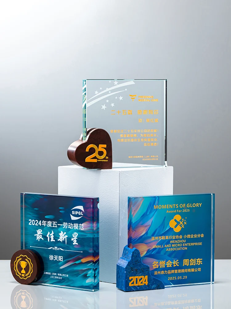 Factory direct crystal glass and  Marble trophy star awards for sports and company souvenir gifts details