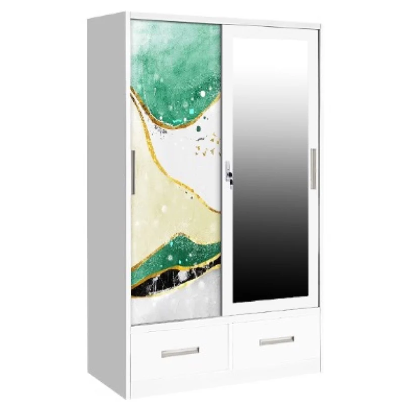 Customized Steel Almirah Closet with Wardrobe Organizer and Sliding Doors