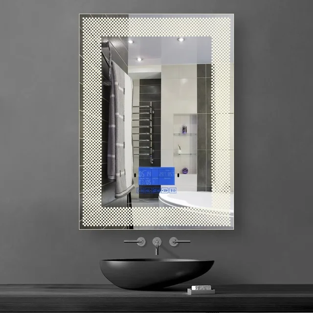 Hotel Anti-fog Touch Screen Sensor Switch Frameless Wall Makeup Vanity Smart LED Bathroom Mirror