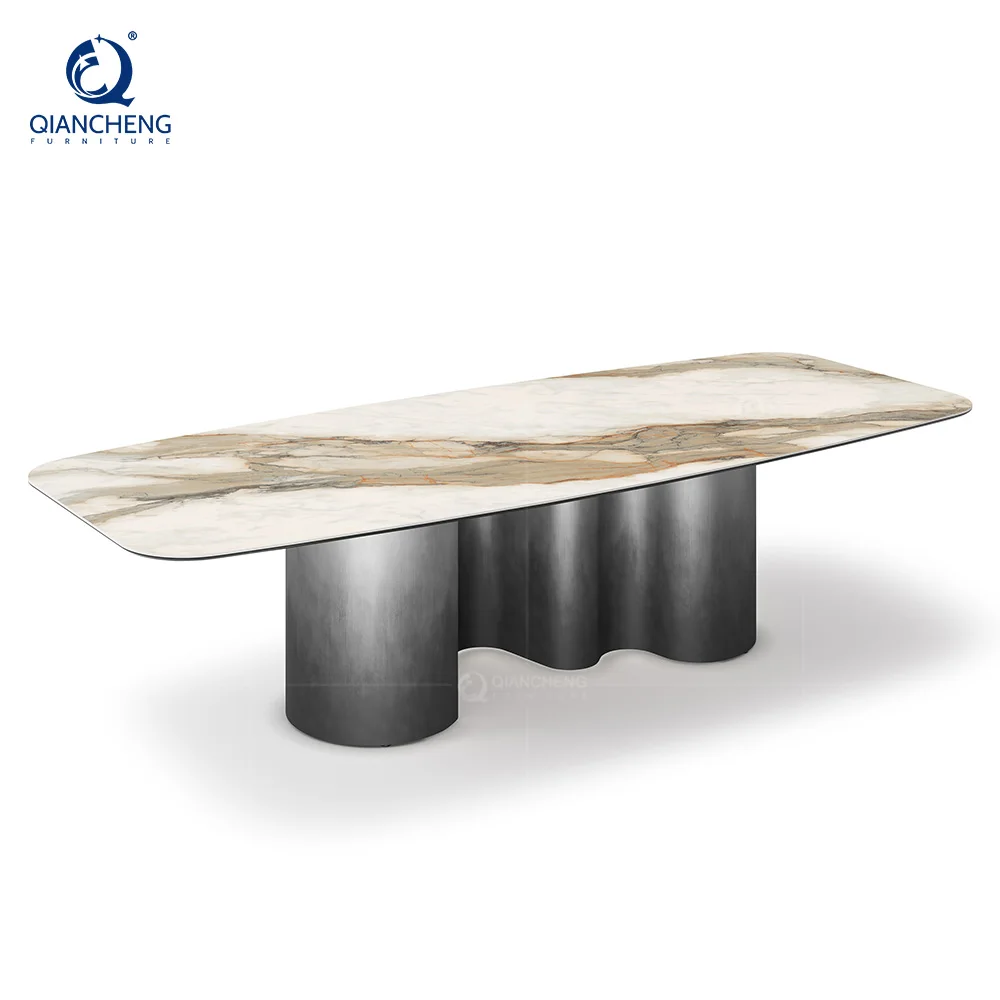 Qiancheng Modern Dining Table with Adjustable and Expandable Extension for Space-Saving Kitchen and Dining Room Furniture
