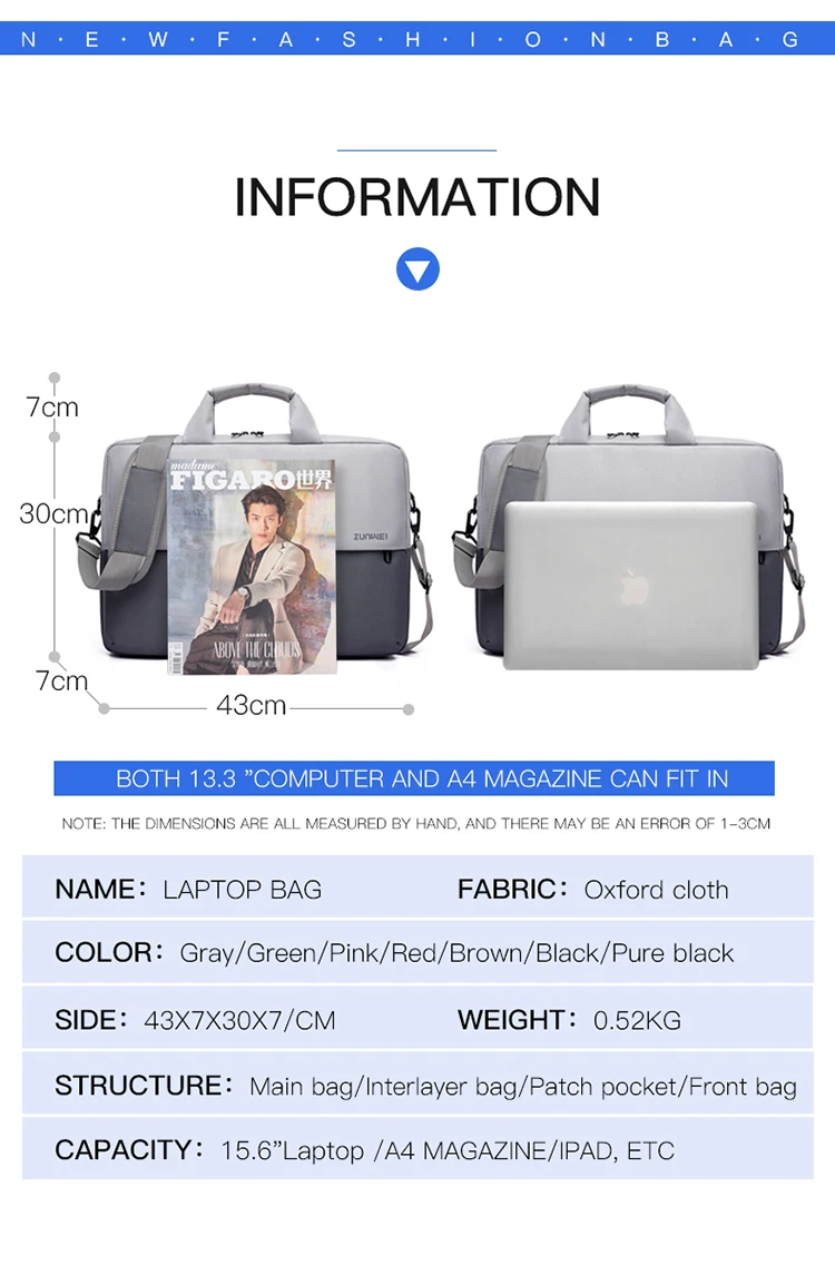 Business Computer Bag 15.6 Inch Laptop Case Portable Laptop Black Tote