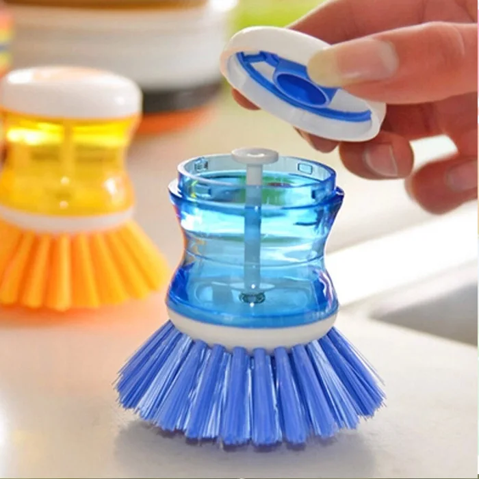Kitchen Wash Tool Pot Dish Brush with Washing up Liquid Soap Dispenser  Plastic Brush Factory Cleaning Brushes Hand Sustainable