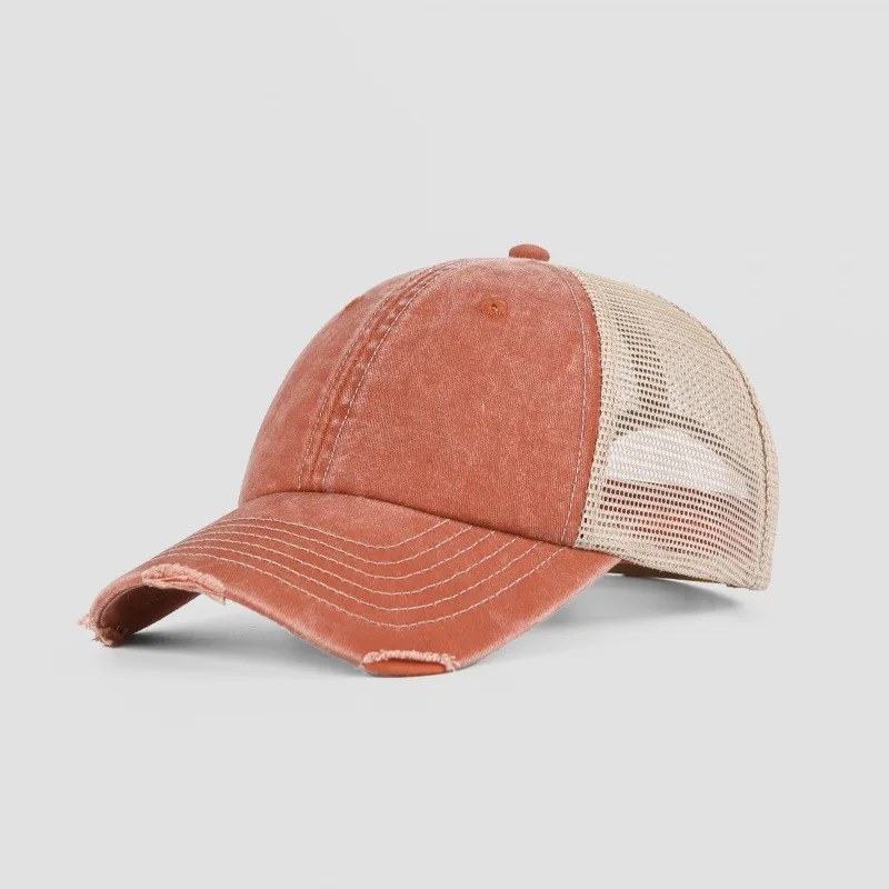 2024 Washable 6-Piece Mesh Baseball Cap - Torn Vintage Style