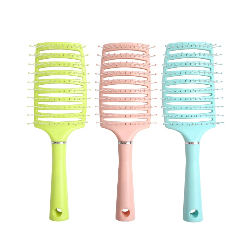 Professional oil head comb Long Handle plastic bristle soft head massage brush