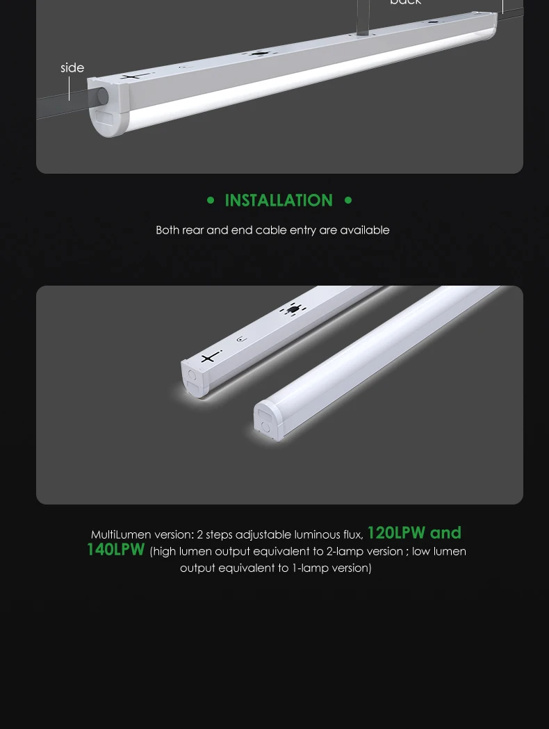 150cm 5ft LED Linear Batten Light Fixture 100V 277V Tri-Power LED ...