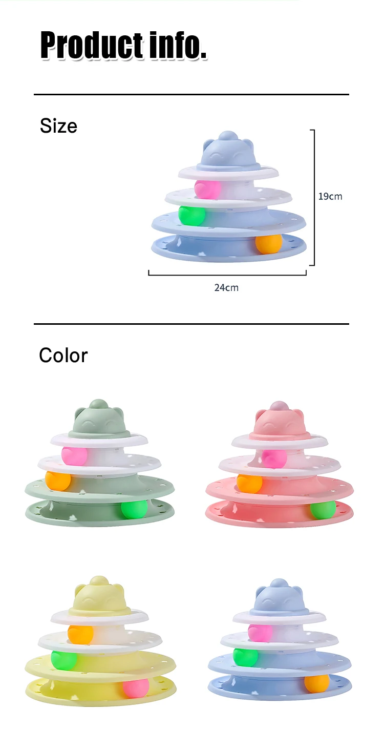 Pet Roller Turntable Cat Toys Balls with Colorful Balls Interactive Fun Mental Physical Exercise Puzzle Cat Toys