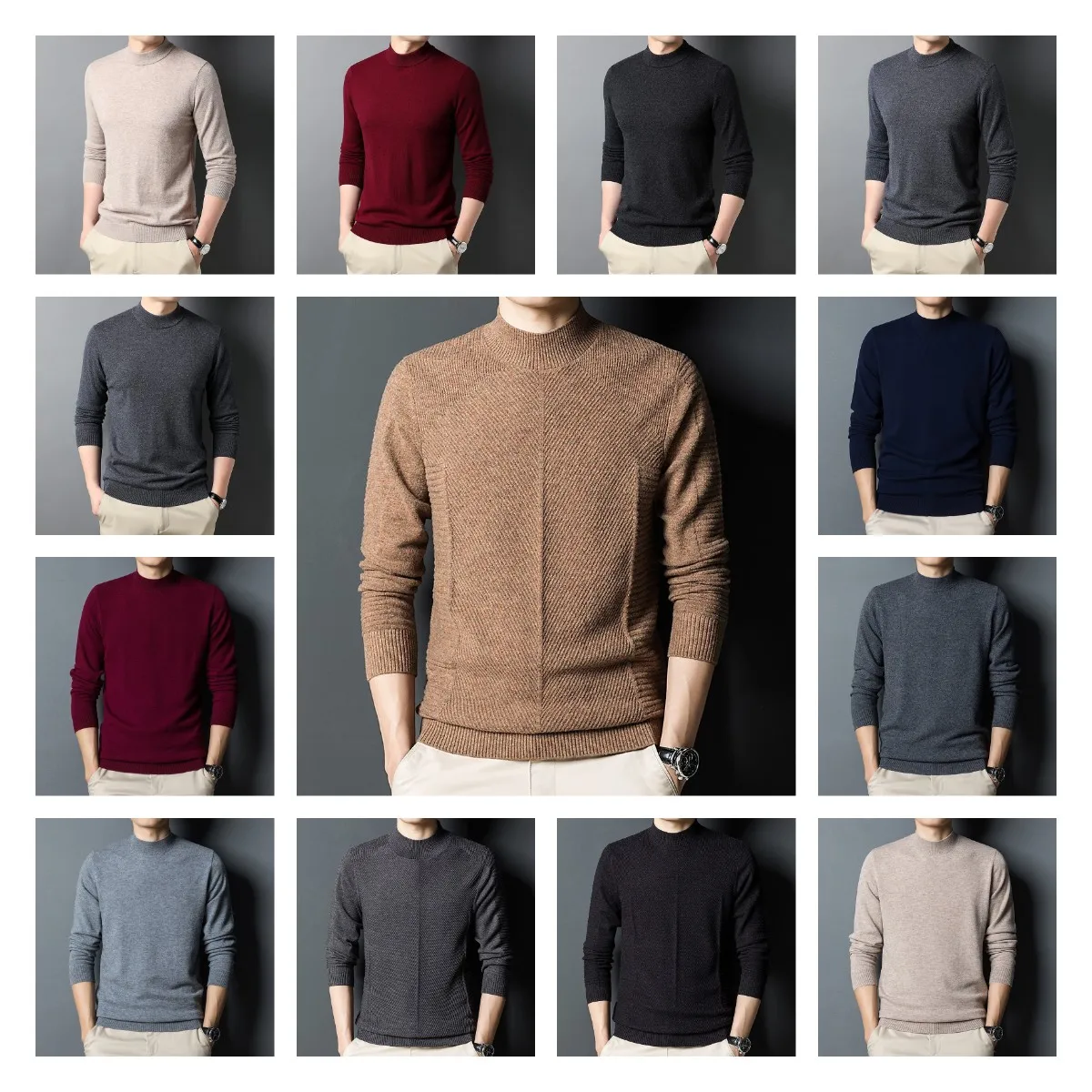 Men's Sweater Round,Medium And Thick New Middle-aged And Young Men's ...