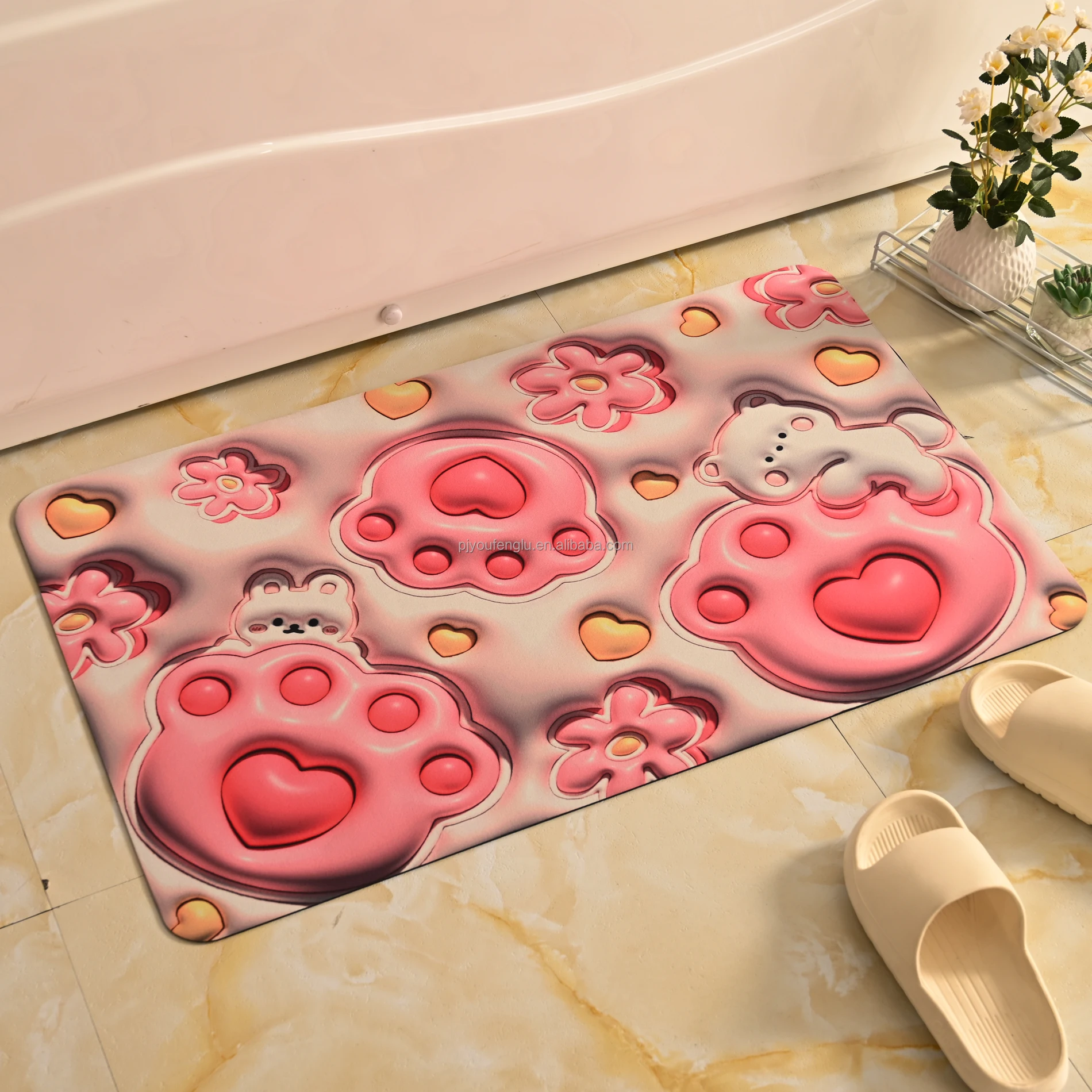  Non Slip Diatom Mud Mats Super Water Absorbent Bathroom Rug Quick Drying Floor Mats For 3D print cartoon Bathroom mat supplier