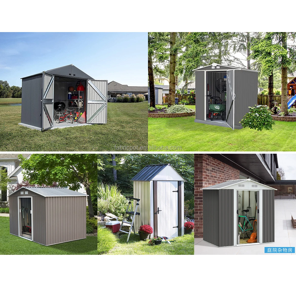 Prefabricated Steel Garden Storage Shed Outdoor Metal Shed Flatpack