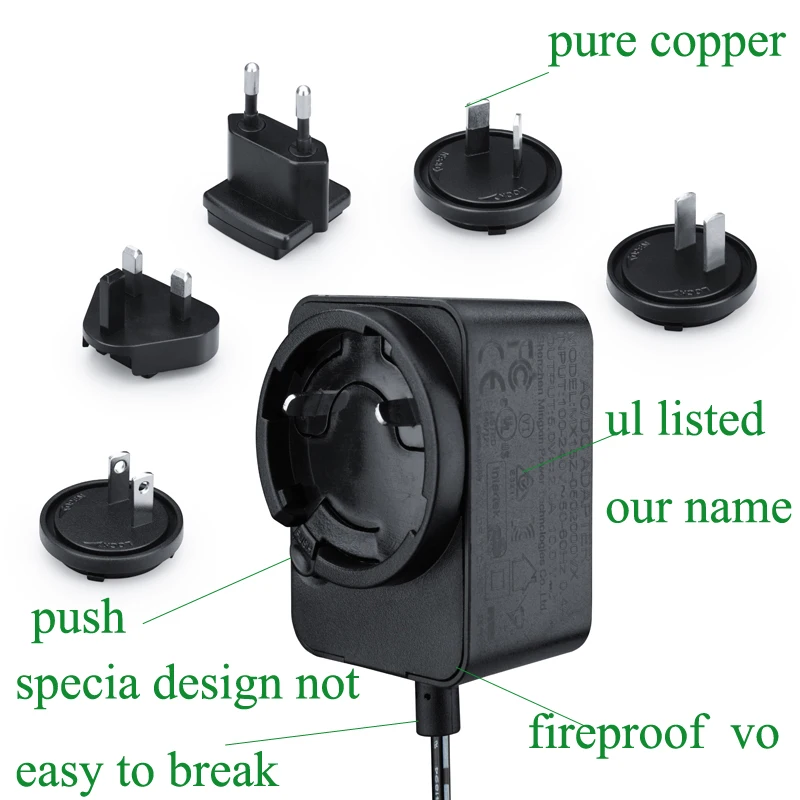 DC12V1A Interchangeable Plug Power Supply Adaptor With AU EU USA UK Plug UL GS CE SAA UKCA