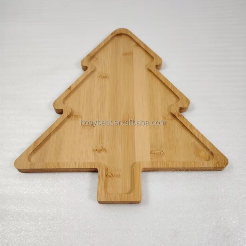 Natural Wooden Christmas Tree Serving Tray Charcuterie Board Christmas