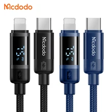 Mcdodo 521 IFA Show Battery Level Visible Cable Fast Charger 3A Battery Cable Metal USB C to Lighting PD 36W 20W For iPhone iPad
