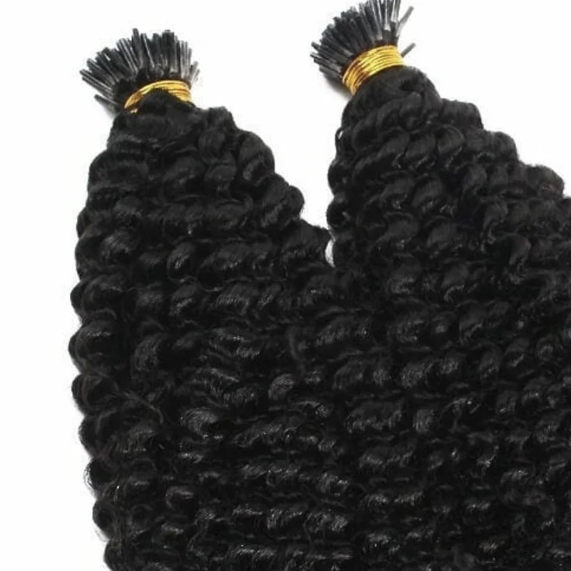 Extension i-tip capelli veri kinky curly brasiliani 100 pezzi_voghion.com