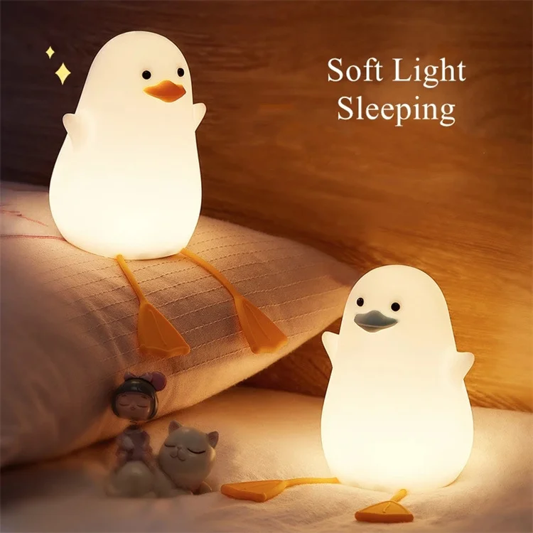 Usb Rechargeable Dimming Touch Lamp Sleeping Bedroom Cartoon Animal Children Gift Led Silicone Duck Night Light