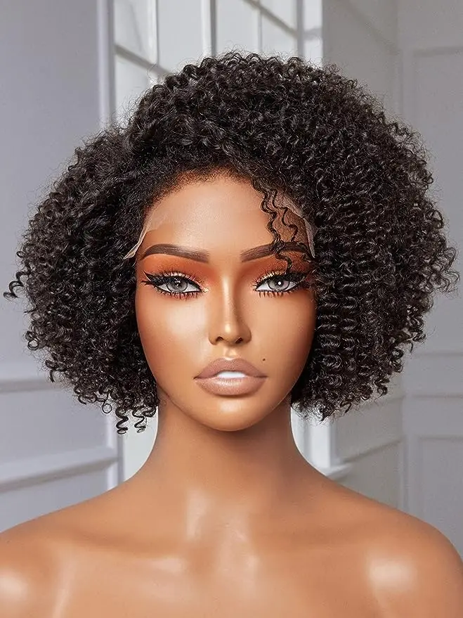 Haven Hair 12 Inch Curly Afro Wig Short 5x5 Glueless Wigs Pre Plucked Bleached Synthetic Hair