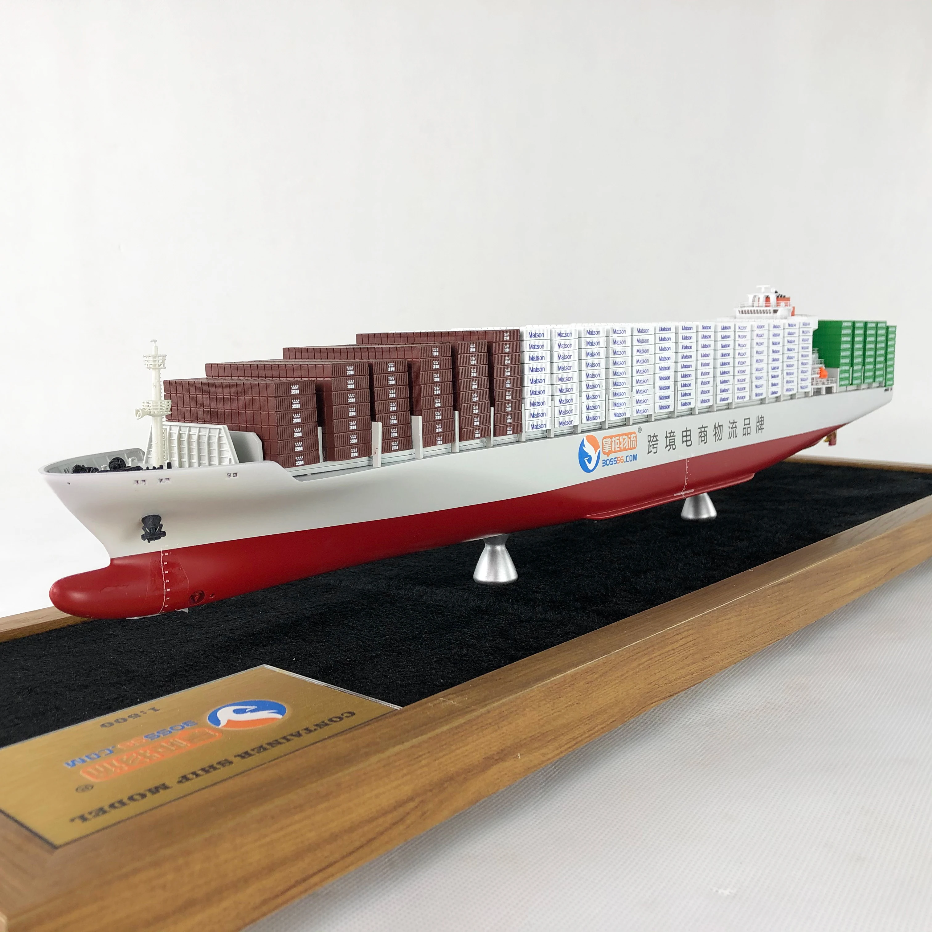 【A】O.A.S Customized 65cm Simulation Container Ship Model Factory Logistics Present Workmanship Hobby Display Case