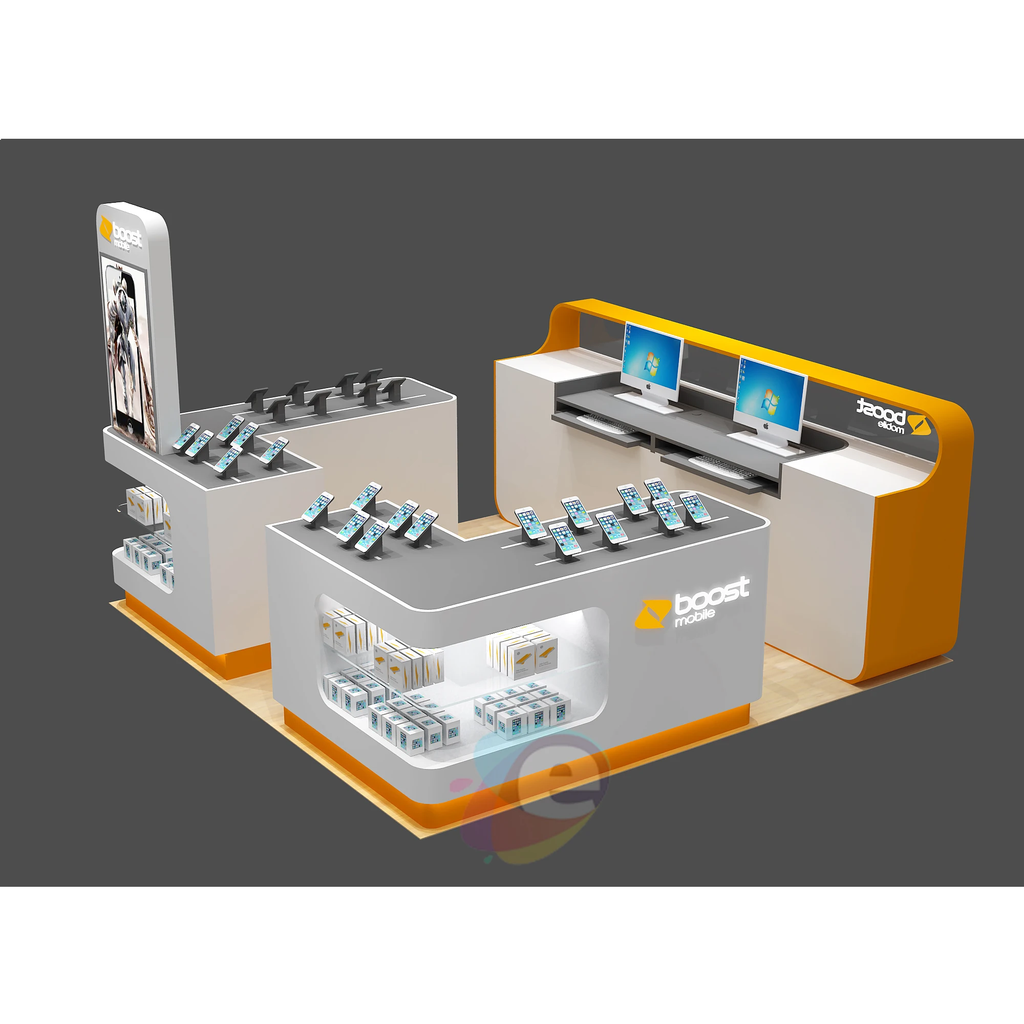 Customized Dubai Phone Store Design Lockable Glass Phone Display Cabinet With Led Light OEM
