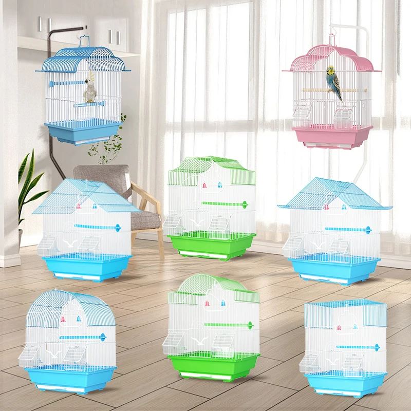 Home Use Small Parrots Cage Budgerigar Bird Cage Parrot Parakeets Jaulas Para Pajaros Metal Iron Wire Pet Cages & Houses Birds