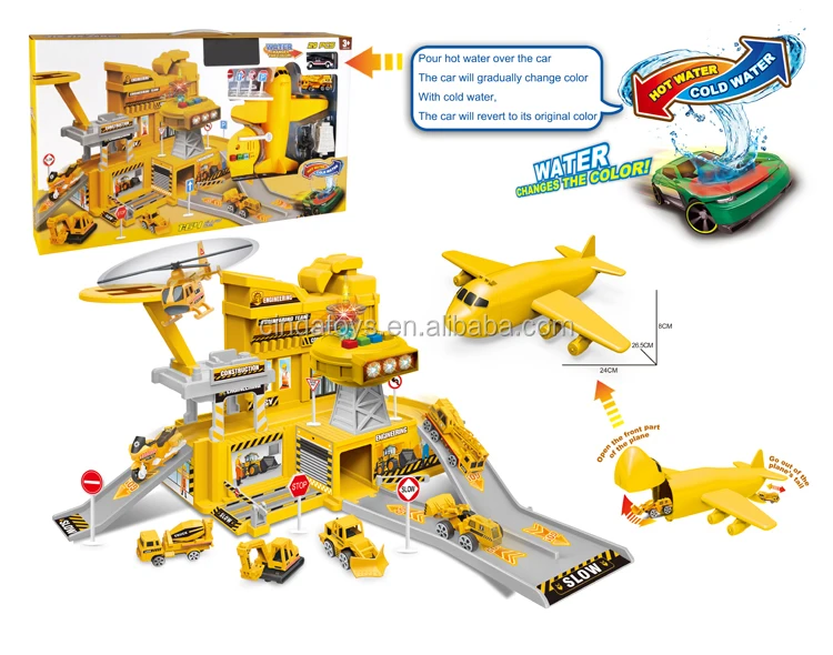 Модель автомобиля из литого под давлением в масштабе 1:64, Обучающие игрушки, трек «сделай сам», игрушечные машинки с транспортным самолетом, пластиковая игрушка для парковки для детей