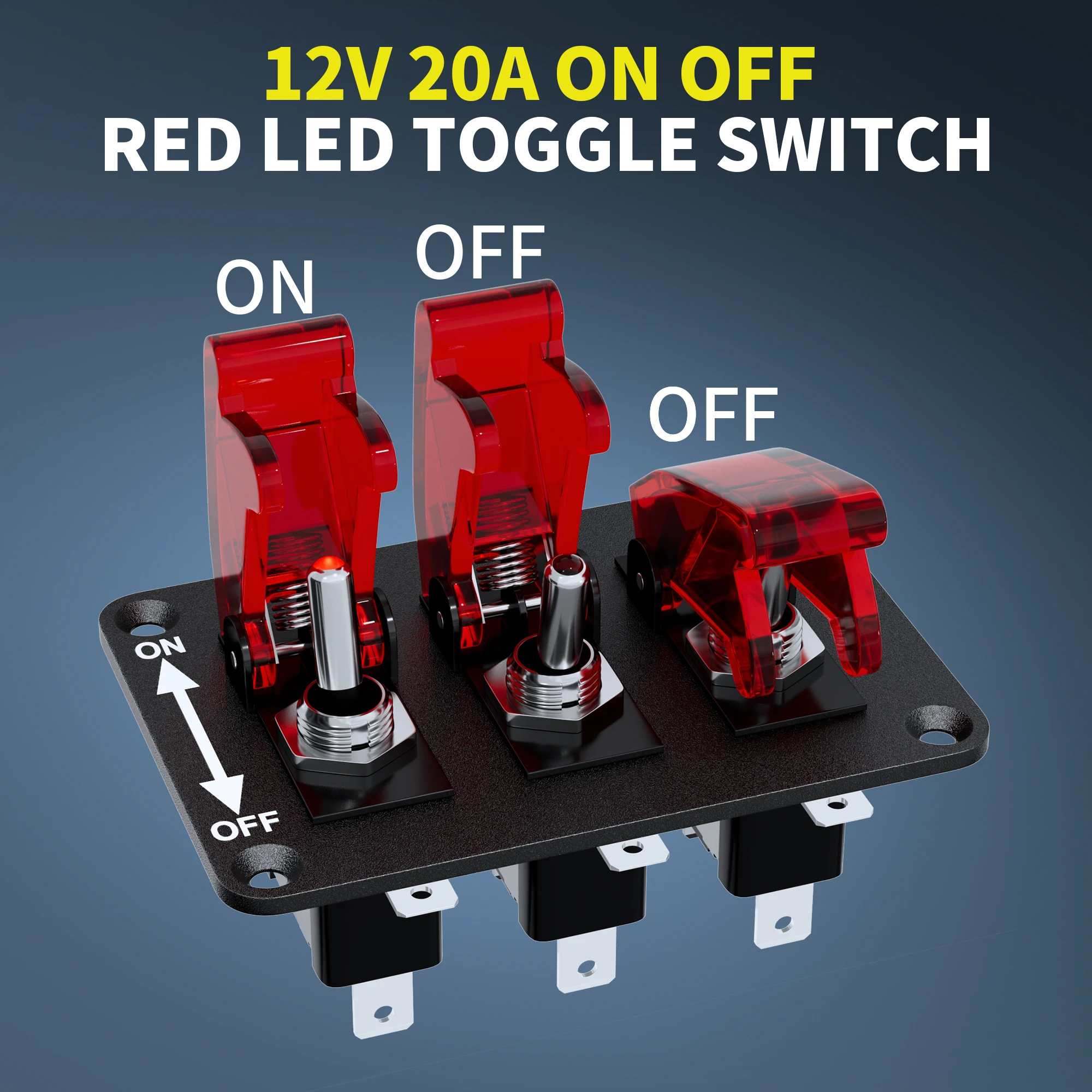 Interruttori a bilanciere 12V con LED rosso, 7 pin, On-Off-On