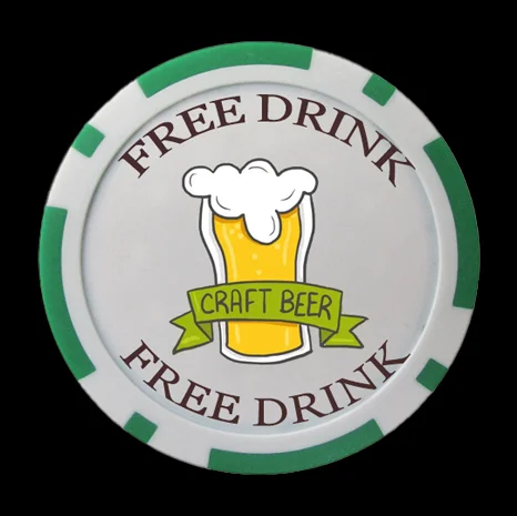 Custom Sublimation Logo Card Game Plastic ABS Restaurants or BAR Button Marker Personalized Beer or Drink Tokens Poker Chip