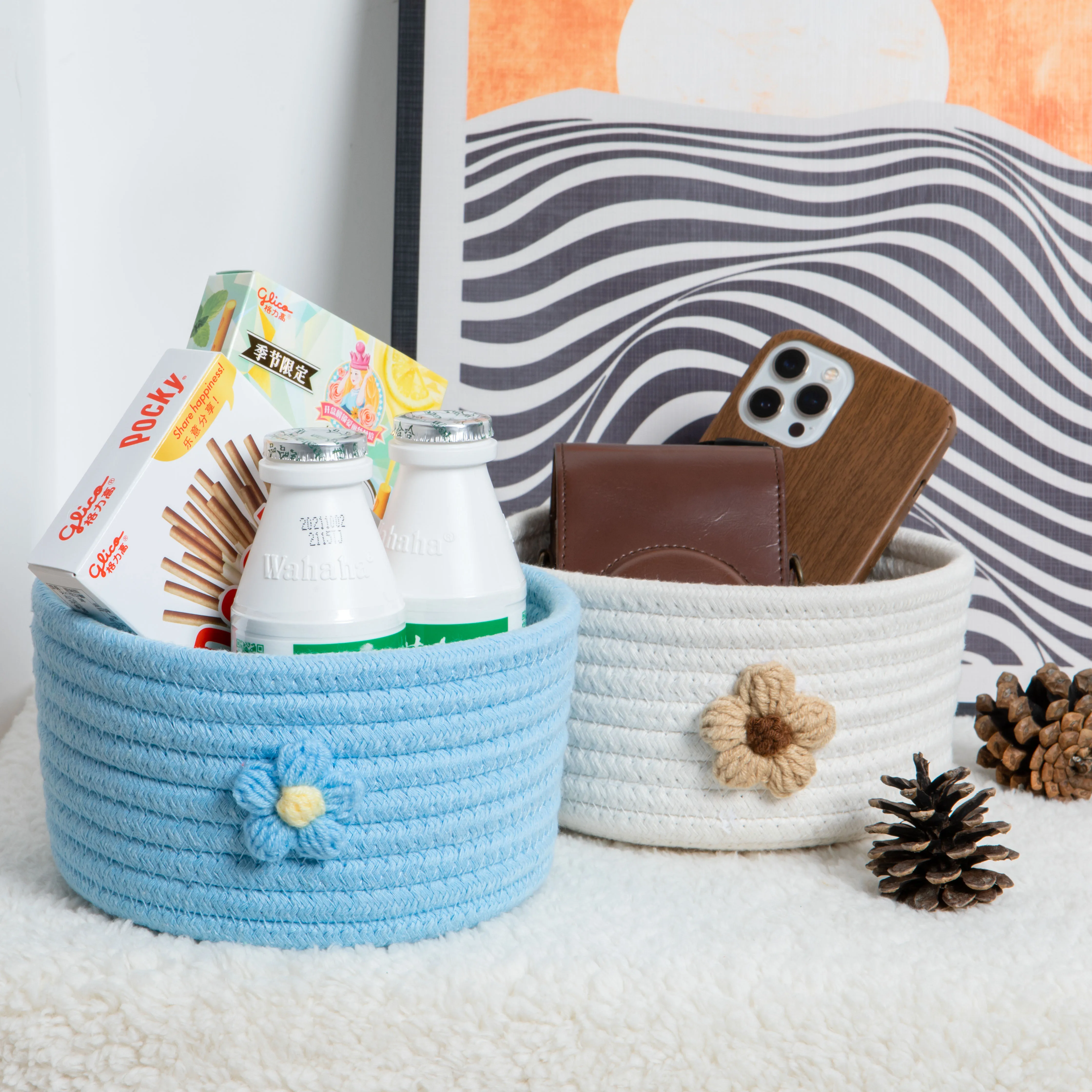 Тканевый холст Picknick для хранения плетеная ткань пикника Подарочные принадлежности корзина-органайзер корзина белья кроше