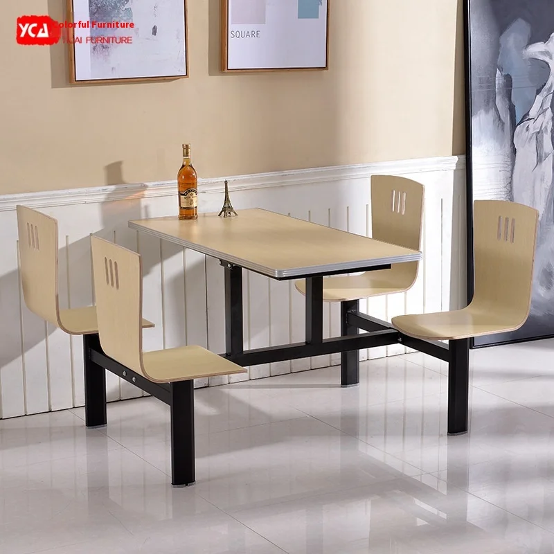 Modern Four-Person Metal One-Piece Restaurant Furniture Dining Table Chairs Set with Easy to Clean Feature for Restaurant Use
