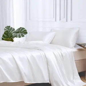 Customized  100% Cotton 200TC Wholesale Hotel Quality 4pcs Bedding Set White Woven Technique Bed Sheet Pillowcase Duvet Cover