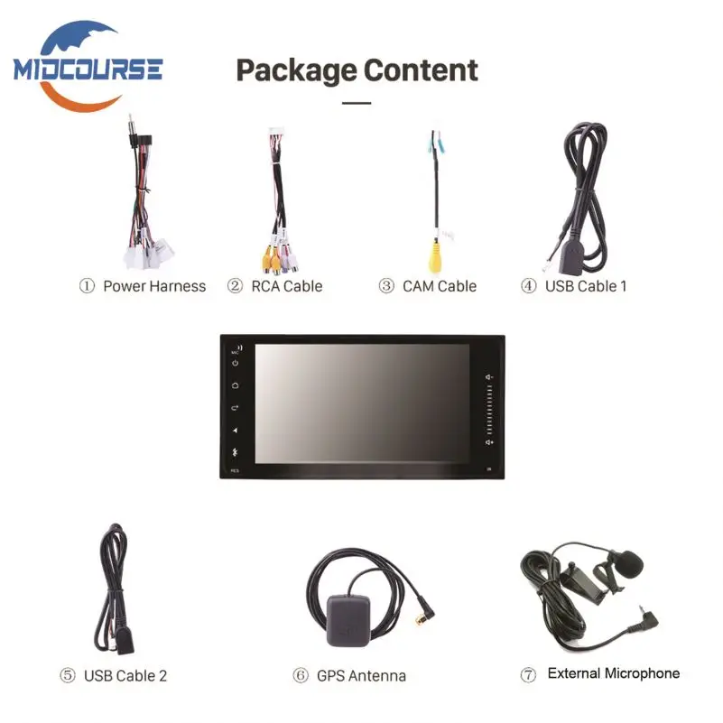 Android 7 Inch Double Din Car MP5 Player DVD Player Car Video Radio for Toyota Universal