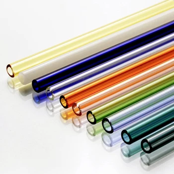 56H Custom Factory Drinking Glass Cup Mug With Bent Straw Reusable Borosilicate Glass Cup with Colored straight Tube Straw Set