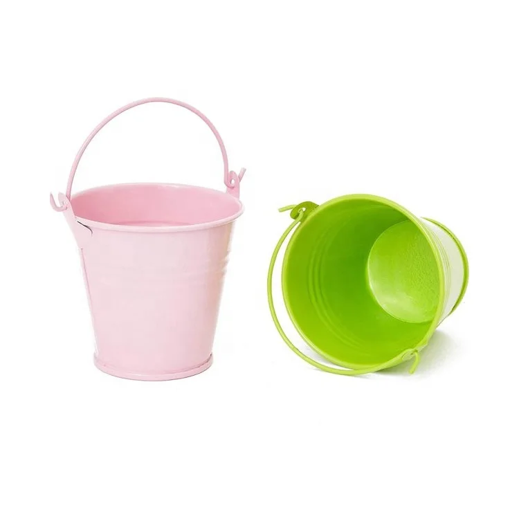 Mini Metal Tin Buckets With Handle Colorful Pail For Easter Party